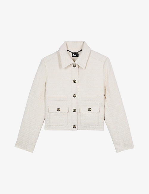 THE KOOPLES: Button-down textured cropped cotton-blend jacket