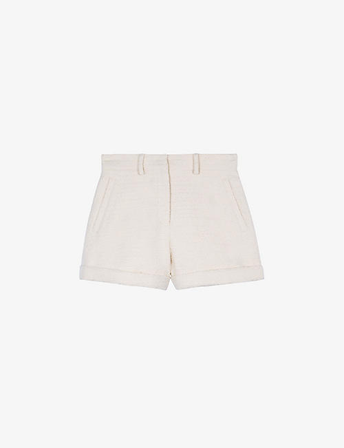 THE KOOPLES: Turn-up high-rise cotton-blend shorts