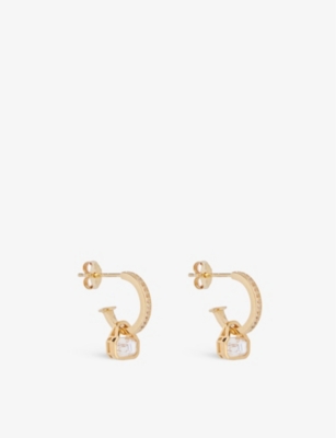 Shop V By Laura Vann Womens  April 18ct Yellow Gold-plated Recycled Sterling-silver And White Topaz Earrin