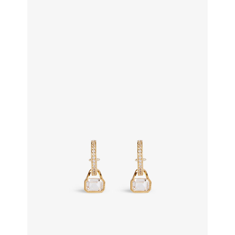 V By Laura Vann Womens Gold April 18ct Yellow Gold-plated Recycled Sterling-silver And White Topaz E