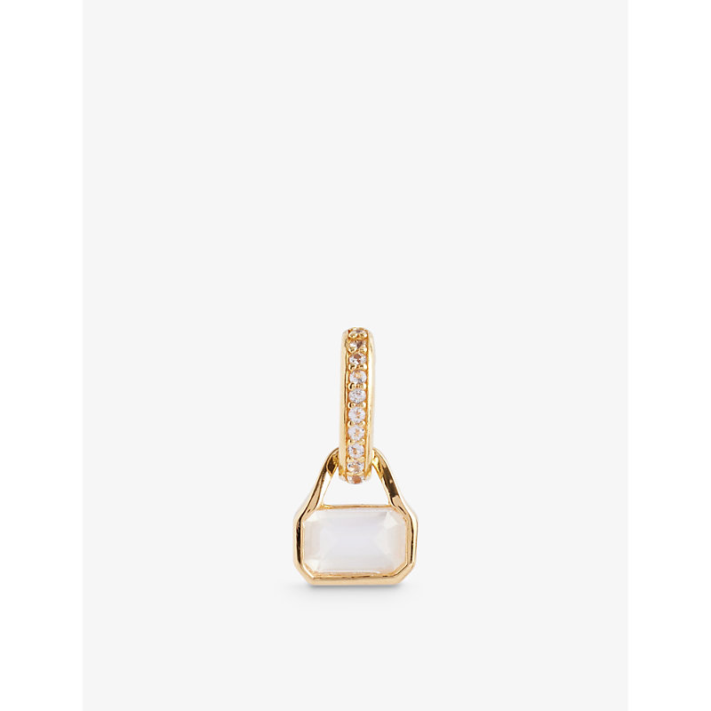 V By Laura Vann Womens Gold June 18ct Yellow Gold-plated Recycled Sterling-silver Moonstone And Whit