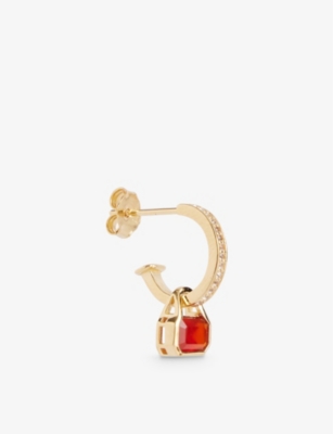Shop V By Laura Vann Women's Gold July 18ct Yellow Gold-plated Recycled Sterling-silver Red Agate And Whi