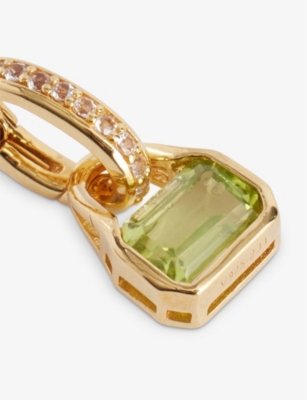Shop V By Laura Vann Women's Gold August 18ct Yellow Gold-plated Recycled Sterling-silver Peridot And Whi