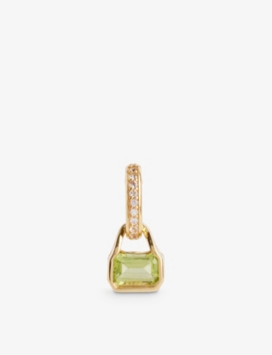 V By Laura Vann Womens Gold August 18ct Yellow Gold-plated Recycled Sterling-silver Peridot And Whit