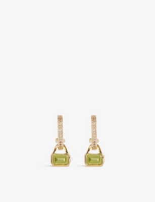 V By Laura Vann Womens Gold August 18ct Yellow Gold-plated Recycled Sterling-silver Peridot And Whit