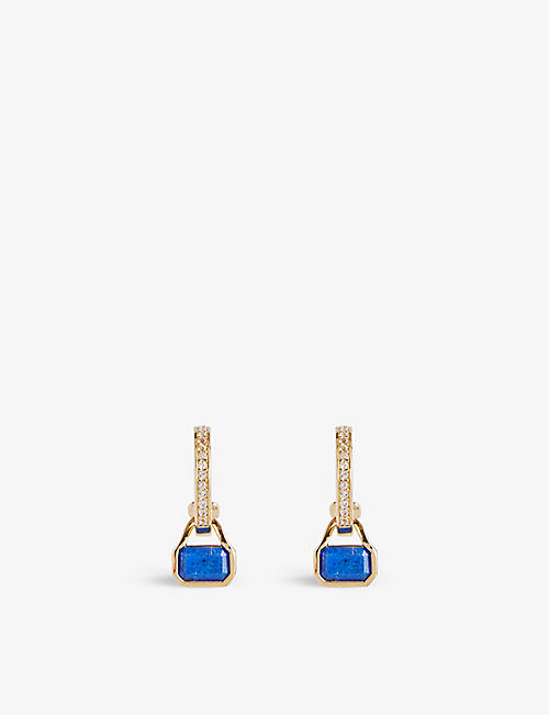 V BY LAURA VANN: September 18ct yellow gold-plated recycled sterling-silver lapis and white topaz earrings