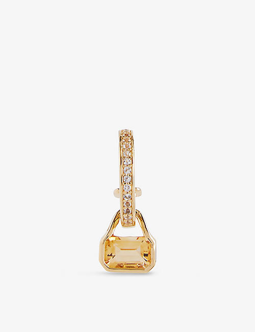 V BY LAURA VANN: November 18ct yellow gold-plated recycled sterling-silver citrine and white topaz earrings