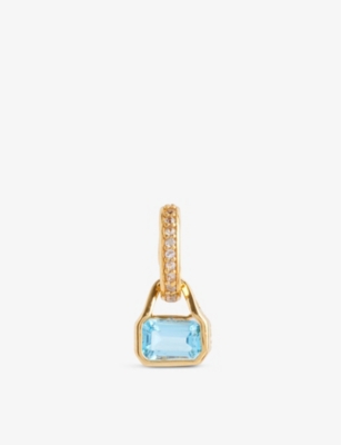 Shop V By Laura Vann Women's Gold December 18ct Yellow Gold-plated Recycled Sterling-silver Blue Topaz An