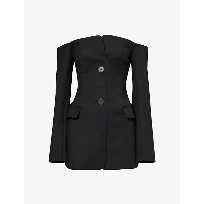 Shop Sir Women's Black Sandrine Off-the-shoulder Mini Woven Blazer Dress