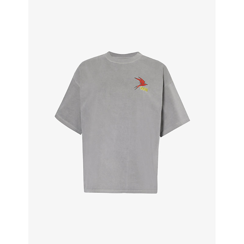 Shop 66 North Kria Logo-embroidered Organic-cotton T-shirt In Solid Grey