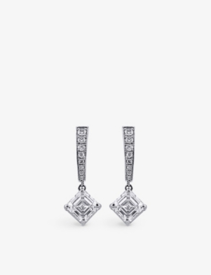 THE DIAMOND LAB: Sealed with a Kiss 18ct white-gold and 4.40ct asscher-cut diamond drop earrings