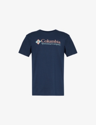 Columbia Mens Collegiate Vy Basic Logo-print Short-sleeve Organic-cotton T-shirt In Collegiate Navy
