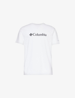 Columbia Mens White Basic Logo-print Short-sleeve Organic-cotton T-shirt