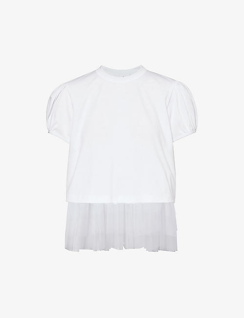 NOIR KEI NINOMIYA: Ruffle-trims short-sleeve cotton-jersey T-shirt