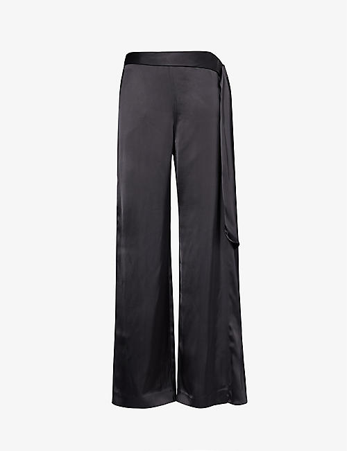 STINE GOYA: Wide-leg mid-rise satin trousers