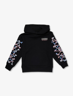 Shop Amiri Boys Black Kids Bandana Bones Cotton-jersey Hoody 4-12 Years