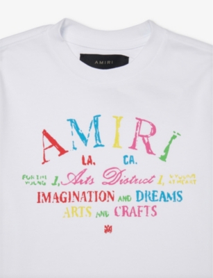 Shop Amiri Boys White Kids Scribble Branded-print Cotton-jersey T-shirt 4-12 Years