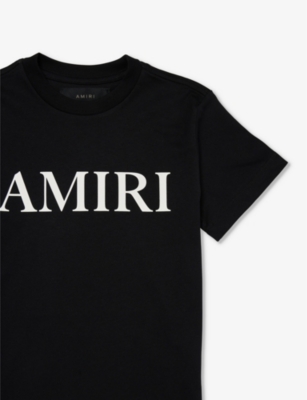 Shop Amiri Boys Black Kids Branded-print Short-sleeved Cotton-jersey T-shirt 4-12 Years
