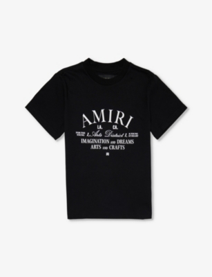 Shop Amiri Boys Black Kids Logo-print Short-sleeved Cotton-jersey T-shirt 4-12 Years