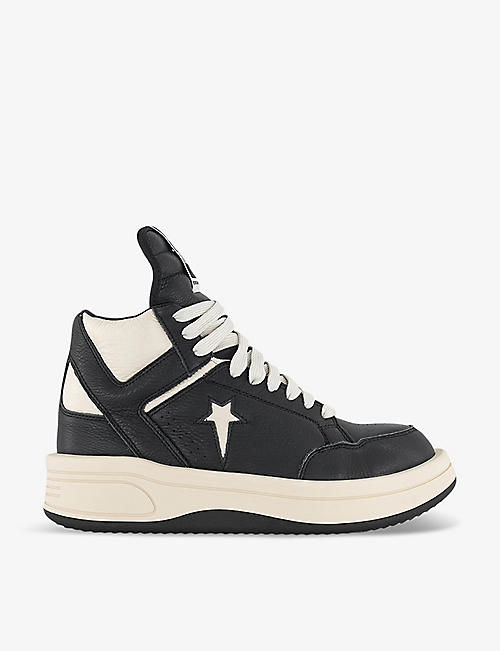 RICKY OWENS: Rick Owens x Converse TURBOWPN branded leather high-top trainers