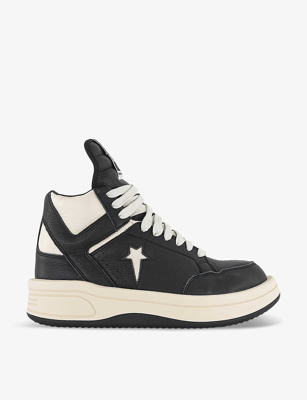 Ricky Owens Mens Black Natural Black Rick Owens X Converse Turbowpn Branded Leather High-top Trainer