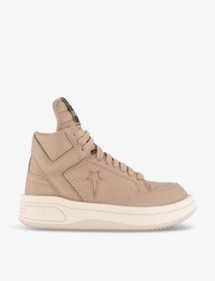 RICK OWENS: Rick Owens x Converse TURBOWPN branded leather high-top trainers
