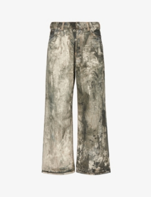 ACNE STUDIOS ACNE STUDIOS MEN'S COLD GREY PAINT-SPLATTER BRAND-PATCH WIDE-LEG JEANS