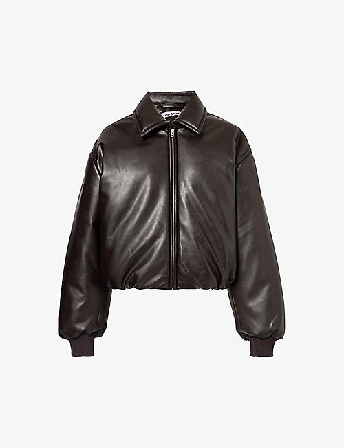 ACNE STUDIOS: Padded ribbed-trim faux-leather jacket