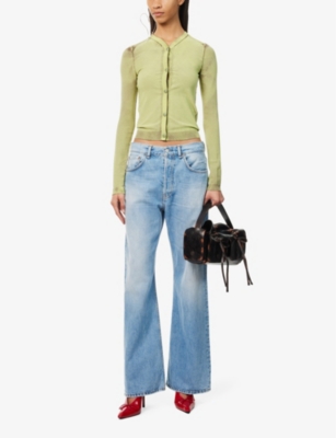 Shop Acne Studios Women's Light Blue 2021f Faded-wash Loose-fit Straight-leg Jeans