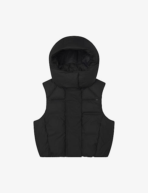 KHY: Padded oversized boxy-fit shell hooded puffer vest