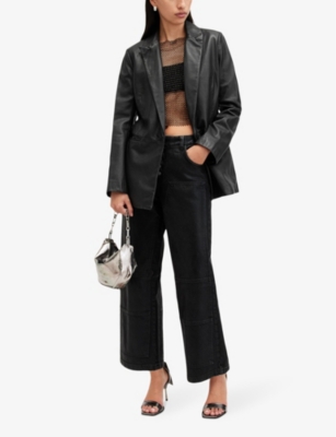 Deri single-breasted leather blazer
