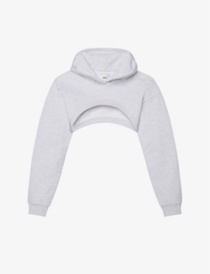 KHY: Cropped dropped-shoulder cotton hoody