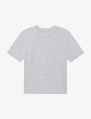 KHY: Raw-edge elasticated-waist cropped stretch-cotton jersey T-shirt