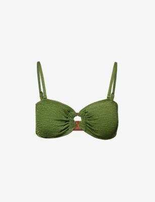 Shop 4th & Reckless Women's Green Lulu Balconette Crinkled Stretch-jersey Bikini Top