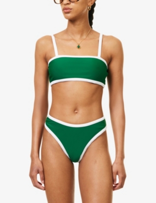 Shop 4th & Reckless Womens Green Cabo Contrast-trim Bikini Top