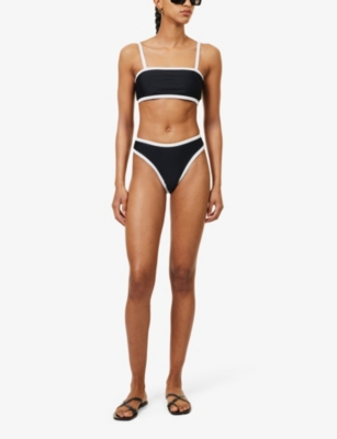 4th & Reckless Cabo Contrast-trim Bikini Bottoms In Black