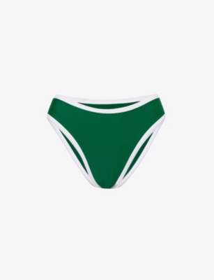 Shop 4th & Reckless Womens Green Cabo Contrast-trim Bikini Bottoms