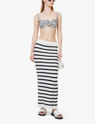 Shop 4th & Reckless Monaco Floral Motif-embellished Bikini Top In Stripe
