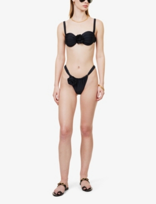 Shop 4th & Reckless Womens Black Monaco Flower-patch Bikini Bottoms