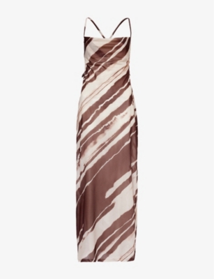4TH & RECKLESS: Ocean diagonal-stripe woven maxi dress