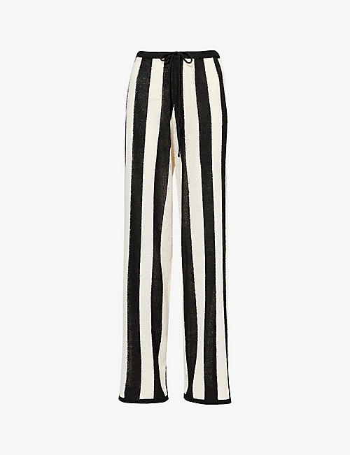 4TH & RECKLESS: Cuba stripe-weave straight-leg knitted trousers