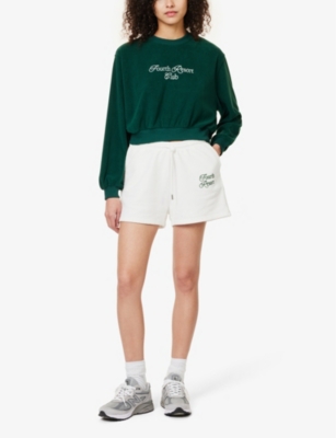 Shop 4th & Reckless Women's Green Bay Text-embroidered Relaxed-fit Woven Sweatshirt