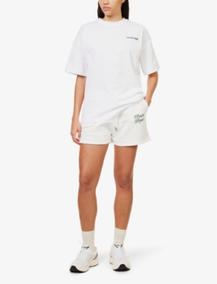 Shop 4th & Reckless Women's Cream Mirissa Logo-embroidered Regular-fit Cotton-jersey Shorts