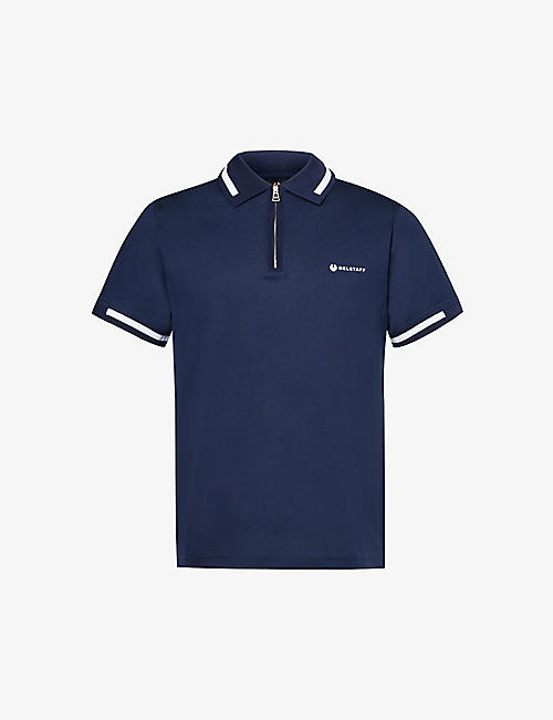 BELSTAFF: Branded-print short-sleeved cotton-jersey polo shirt
