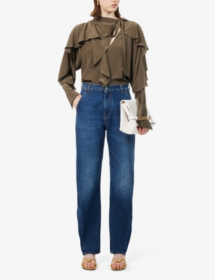 Shop Victoria Beckham Womens Dark Vintage Wash Wide-leg High-rise Jeans