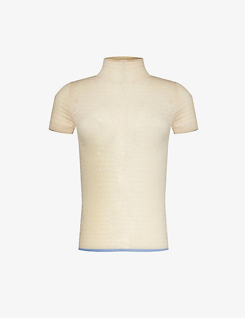 VICTORIA BECKHAM: High-neck cotton-knit T-shirt