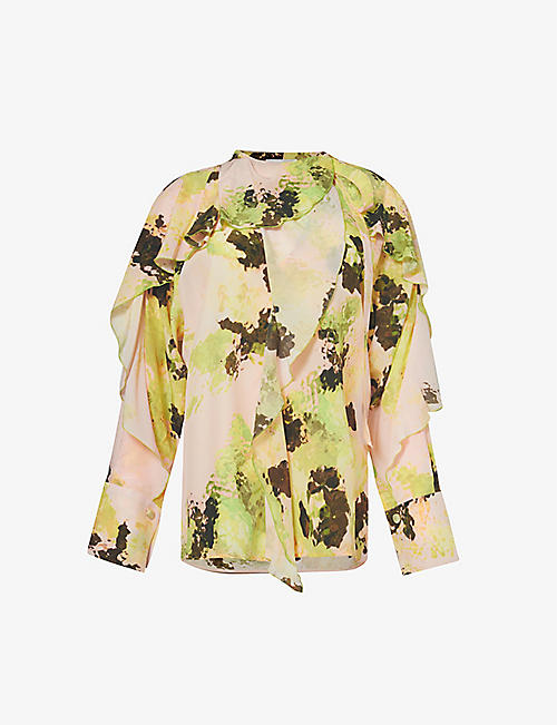 VICTORIA BECKHAM: Romantic graphic-pattern silk blouse