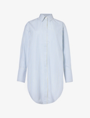 VICTORIA BECKHAM: Striped-pattern cotton-poplin shirt