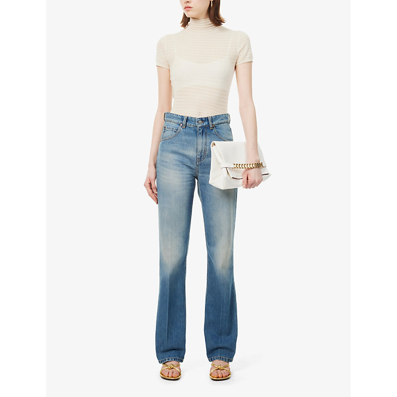Shop Victoria Beckham Women's Vintage Blue Julia Straight-leg High-rise Jeans