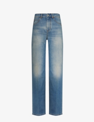 Shop Victoria Beckham Women's Vintage Blue Julia Straight-leg High-rise Jeans